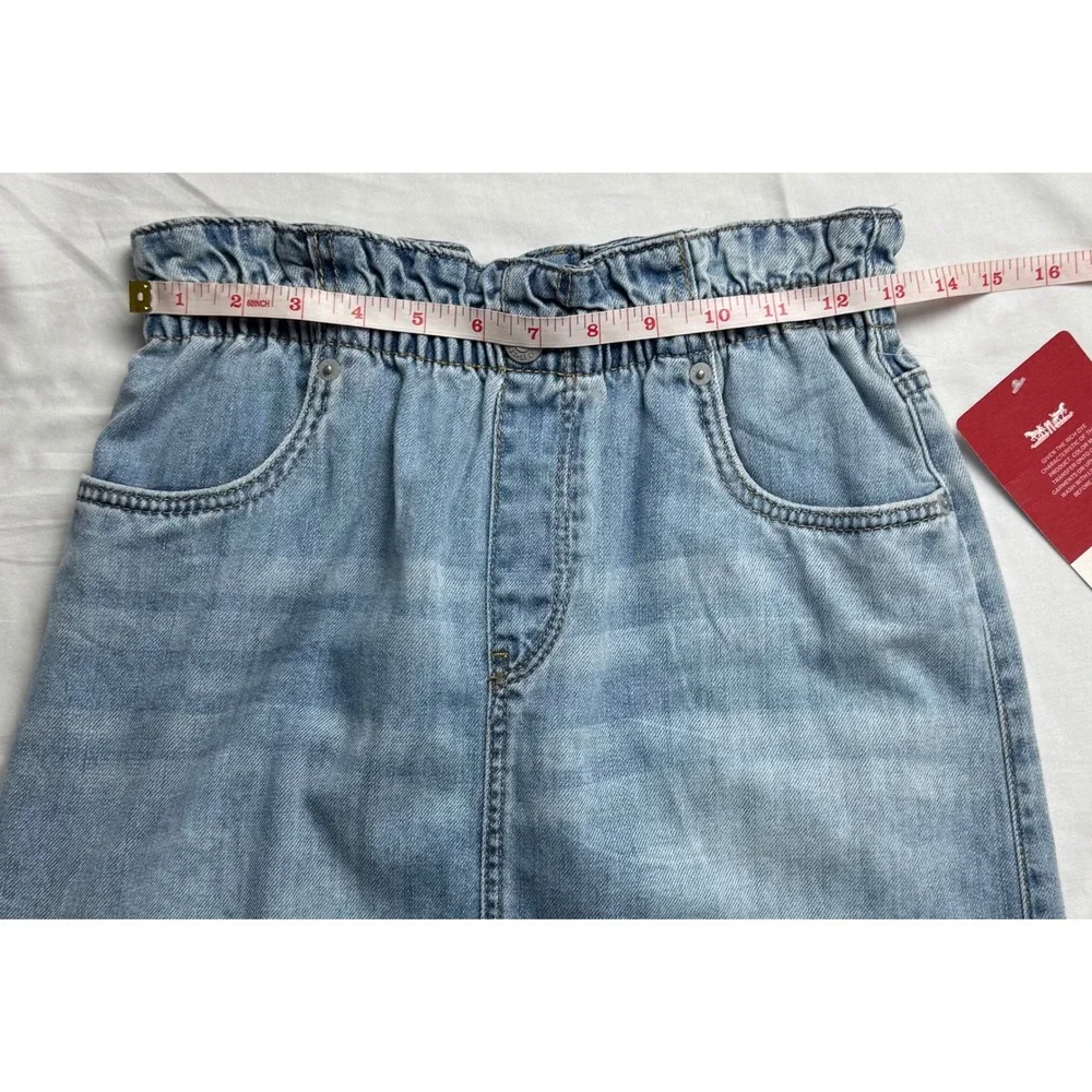 Levis Girls 16 High Rise Pull On Denim Skirt Light Wash‎ Paperbag Waist  NWT